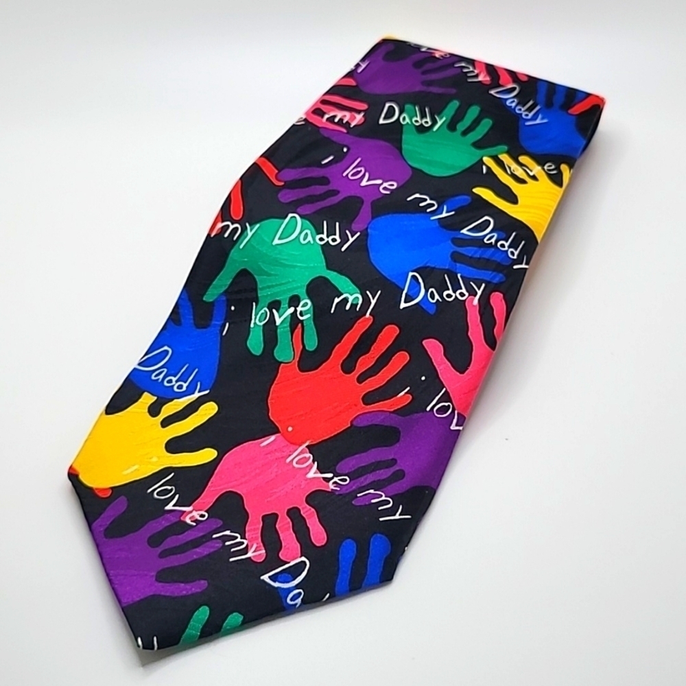 Vintage "Love My Daddy" Men's Tie Multicolor 100% Silk Ralph Marlin